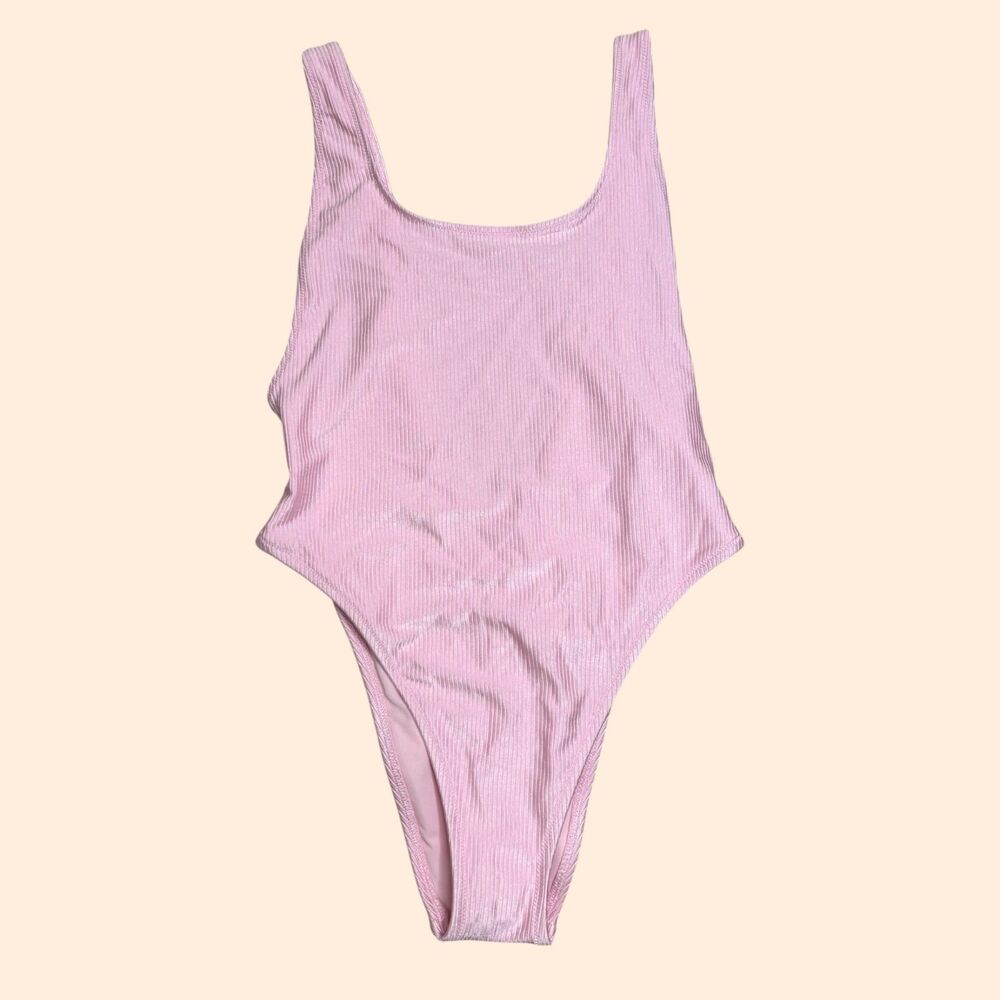 aerie Ribbed One-Piece Swimsuit in Light Pink